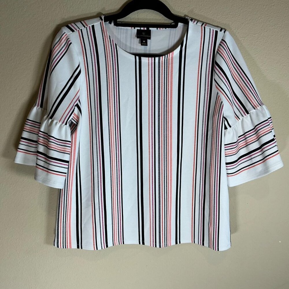 Worthington Women's White and Black Blouse, Size M